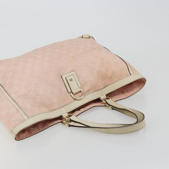 GUCCI GG Canvas Tote Bag Pink Gold 141472 Auth am11704