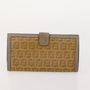 FENDI Zucchino Canvas Clutch Bag Coated Canvas 2 Set Beige Auth am11707-10