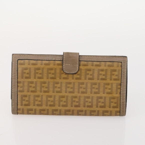 FENDI Zucchino Canvas Clutch Bag Coated Canvas 2 Set Beige Auth am11707