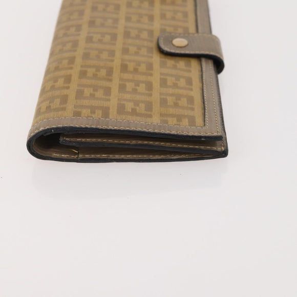 FENDI Zucchino Canvas Clutch Bag Coated Canvas 2 Set Beige Auth am11707