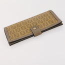 FENDI Zucchino Canvas Clutch Bag Coated Canvas 2 Set Beige Auth am11707-12
