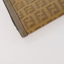 FENDI Zucchino Canvas Clutch Bag Coated Canvas 2 Set Beige Auth am11707-14