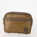 FENDI Zucchino Canvas Clutch Bag Coated Canvas 2 Set Beige Auth am11707-2