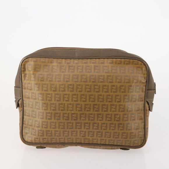 FENDI Zucchino Canvas Clutch Bag Coated Canvas 2 Set Beige Auth am11707