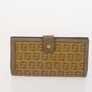 FENDI Zucchino Canvas Clutch Bag Coated Canvas 2 Set Beige Auth am11707-9