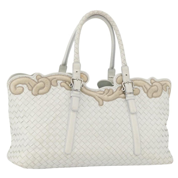 BOTTEGA VENETA INTRECCIATO Tote Bag Leather White Auth am11708A