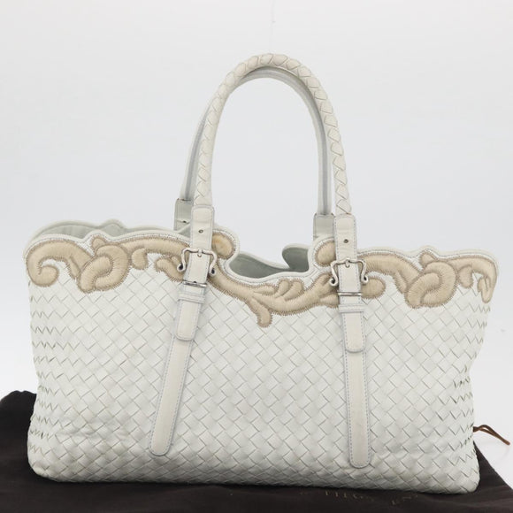 BOTTEGA VENETA INTRECCIATO Tote Bag Leather White Auth am11708A