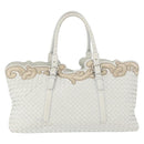 BOTTEGA VENETA INTRECCIATO Tote Bag Leather White Auth am11708A-3