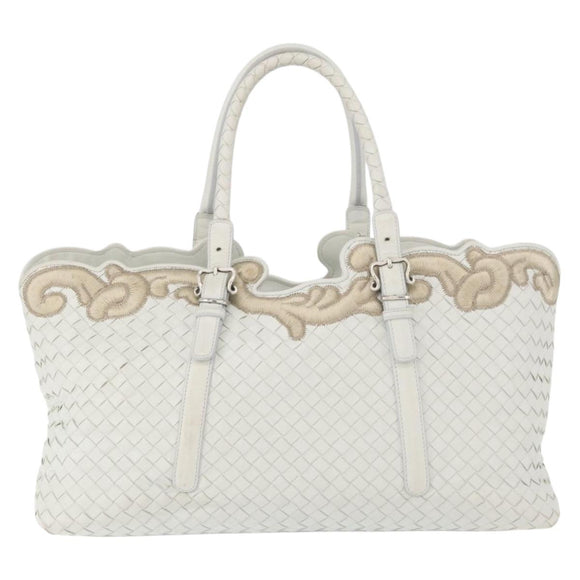 BOTTEGA VENETA INTRECCIATO Tote Bag Leather White Auth am11708A