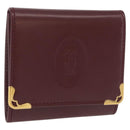 CARTIER Must Line Coin Purse Leather Bordeaux Gold Auth am11712V-1