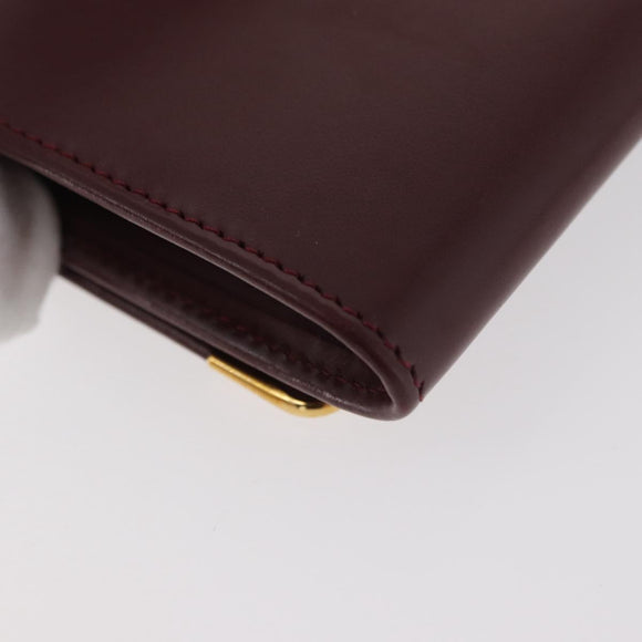 CARTIER Must Line Coin Purse Leather Bordeaux Gold Auth am11712V