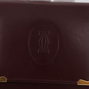 CARTIER Must Line Coin Purse Leather Bordeaux Gold Auth am11712V-17