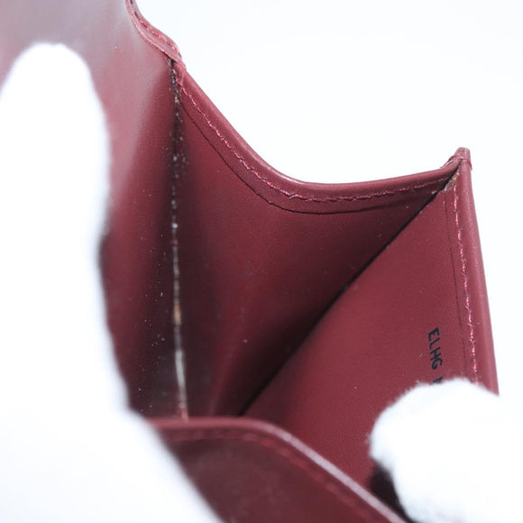 CARTIER Must Line Coin Purse Leather Bordeaux Gold Auth am11712V