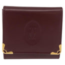 CARTIER Must Line Coin Purse Leather Bordeaux Gold Auth am11712V-13