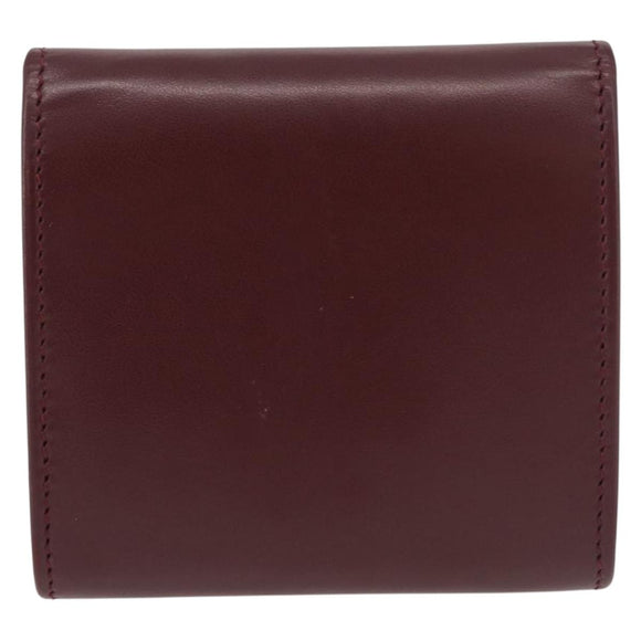 CARTIER Must Line Coin Purse Leather Bordeaux Gold Auth am11712V