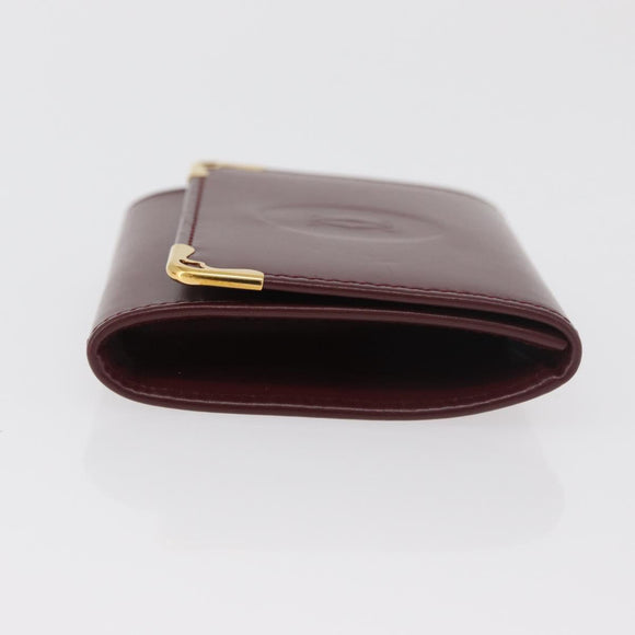 CARTIER Must Line Coin Purse Leather Bordeaux Gold Auth am11712V