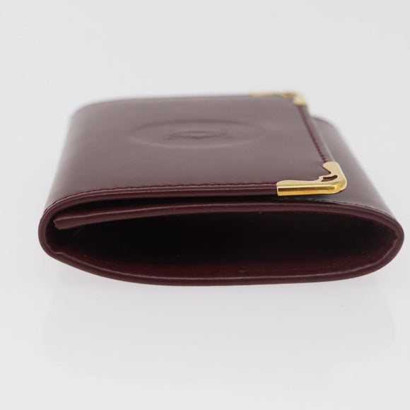 CARTIER Must Line Coin Purse Leather Bordeaux Gold Auth am11712V