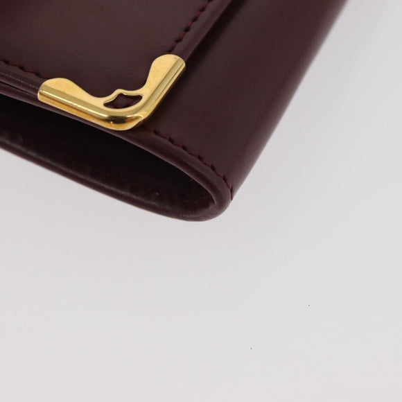 CARTIER Must Line Coin Purse Leather Bordeaux Gold Auth am11712V