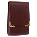 CARTIER Must Line Cigarette Case Leather Bordeaux Gold Auth am11713V-1
