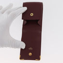 CARTIER Must Line Cigarette Case Leather Bordeaux Gold Auth am11713V-12