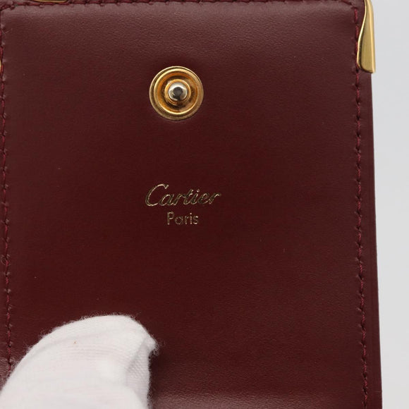 CARTIER Must Line Cigarette Case Leather Bordeaux Gold Auth am11713V