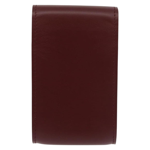 CARTIER Must Line Cigarette Case Leather Bordeaux Gold Auth am11713V