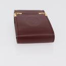 CARTIER Must Line Cigarette Case Leather Bordeaux Gold Auth am11713V-6