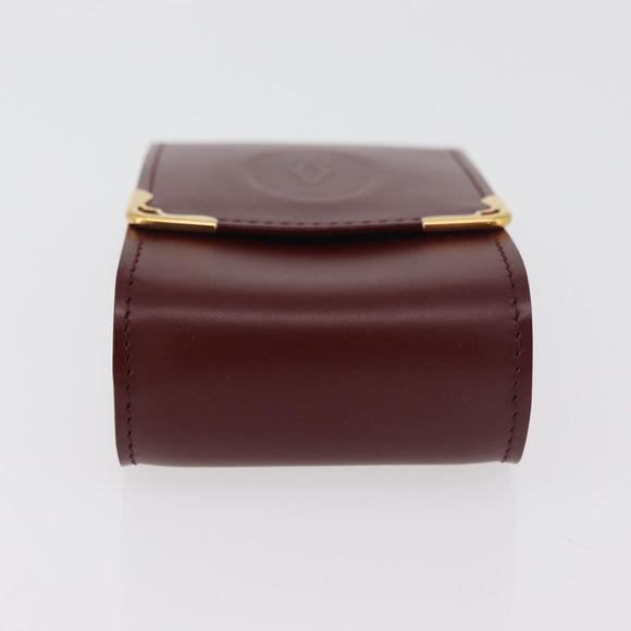 CARTIER Must Line Cigarette Case Leather Bordeaux Gold Auth am11713V