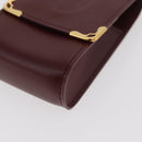 CARTIER Must Line Cigarette Case Leather Bordeaux Gold Auth am11713V-9