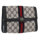 GUCCI GG Supreme Sherry Line Clutch Bag PVC Navy Auth am11720A-1