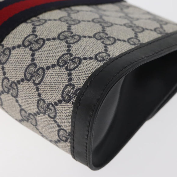 GUCCI GG Supreme Sherry Line Clutch Bag PVC Navy Auth am11720A