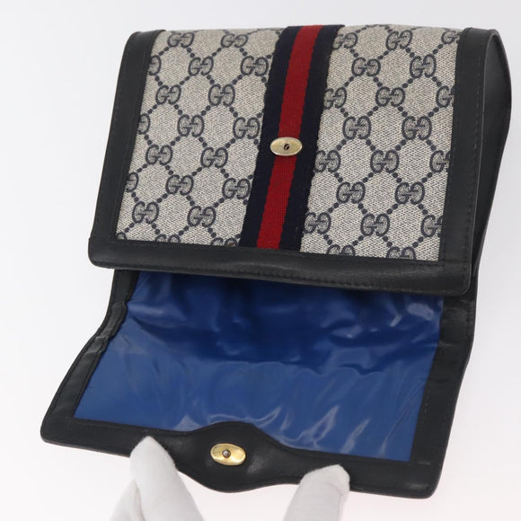 GUCCI GG Supreme Sherry Line Clutch Bag PVC Navy Auth am11720A