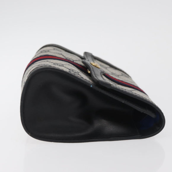 GUCCI GG Supreme Sherry Line Clutch Bag PVC Navy Auth am11720A