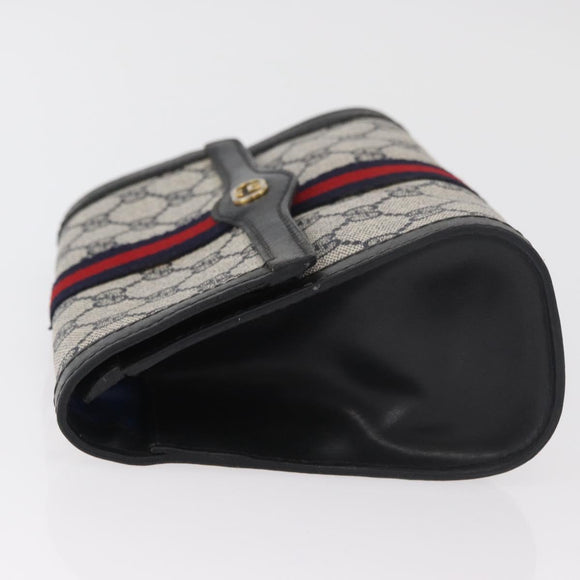 GUCCI GG Supreme Sherry Line Clutch Bag PVC Navy Auth am11720A