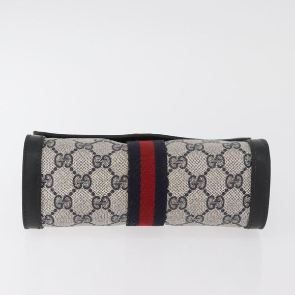GUCCI GG Supreme Sherry Line Clutch Bag PVC Navy Auth am11720A