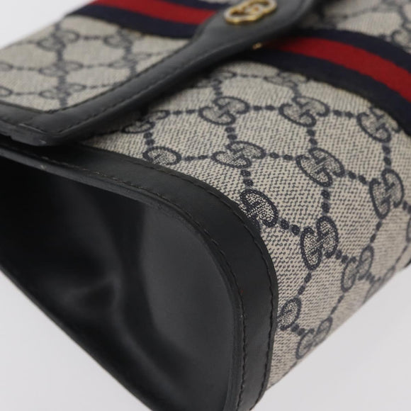 GUCCI GG Supreme Sherry Line Clutch Bag PVC Navy Auth am11720A