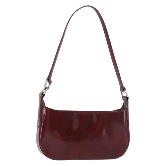 CARTIER happy Birthday Hand Bag Patent leather Bordeaux Silver Auth am11722V