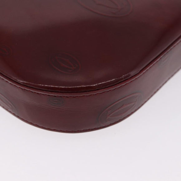 CARTIER happy Birthday Hand Bag Patent leather Bordeaux Silver Auth am11722V