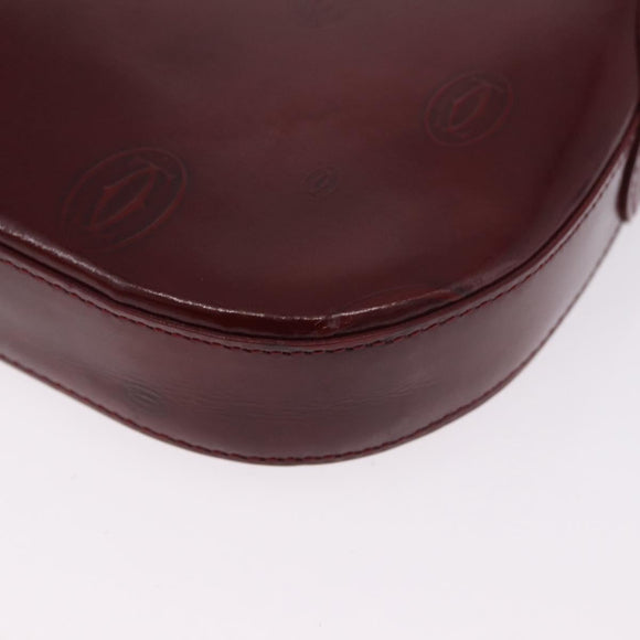 CARTIER happy Birthday Hand Bag Patent leather Bordeaux Silver Auth am11722V