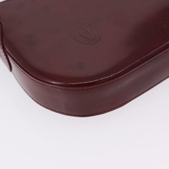 CARTIER happy Birthday Hand Bag Patent leather Bordeaux Silver Auth am11722V