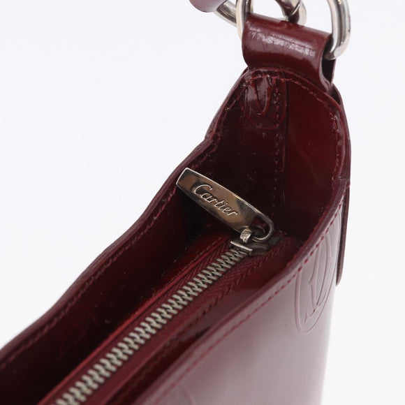 CARTIER happy Birthday Hand Bag Patent leather Bordeaux Silver Auth am11722V