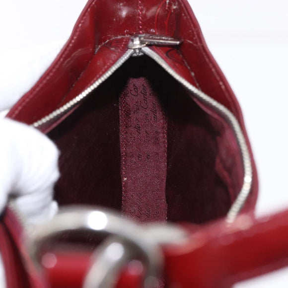 CARTIER happy Birthday Hand Bag Patent leather Bordeaux Silver Auth am11722V