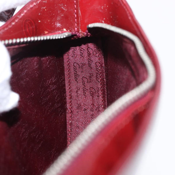 CARTIER happy Birthday Hand Bag Patent leather Bordeaux Silver Auth am11722V