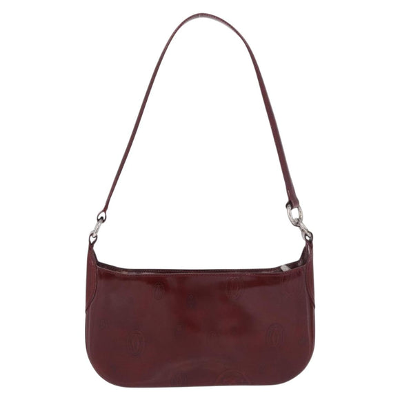 CARTIER happy Birthday Hand Bag Patent leather Bordeaux Silver Auth am11722V