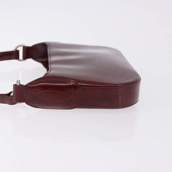 CARTIER happy Birthday Hand Bag Patent leather Bordeaux Silver Auth am11722V