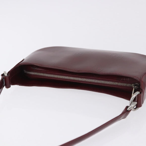 CARTIER happy Birthday Hand Bag Patent leather Bordeaux Silver Auth am11722V