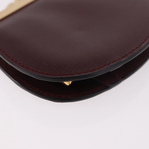 CARTIER Must Line Clasp Coin Purse Leather Bordeaux Gold Auth am11723V