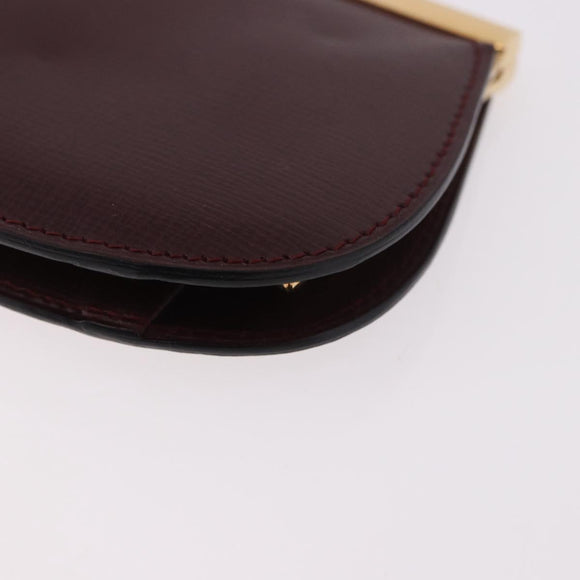 CARTIER Must Line Clasp Coin Purse Leather Bordeaux Gold Auth am11723V