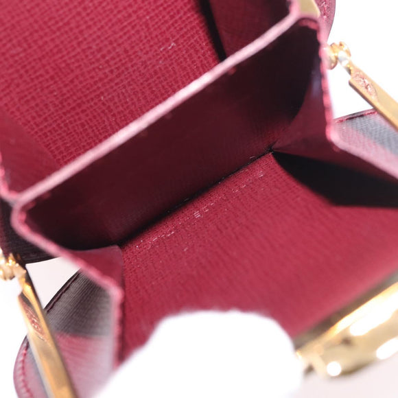 CARTIER Must Line Clasp Coin Purse Leather Bordeaux Gold Auth am11723V