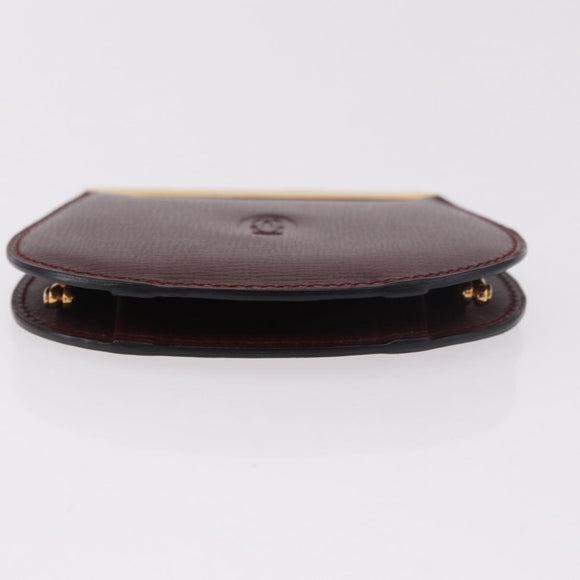 CARTIER Must Line Clasp Coin Purse Leather Bordeaux Gold Auth am11723V